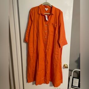J.Jill linen orange dress, size Large, New with tags